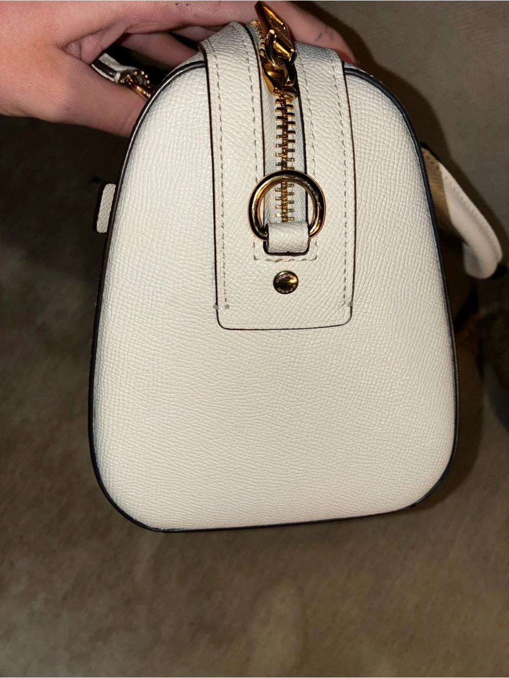 COACH White Leather Satchel with Gold Hardware
